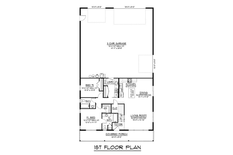 House Plan Design - Floor Plan - Main Floor for Barndominium House Plan #1064-429 - 3 bed, 2 bath