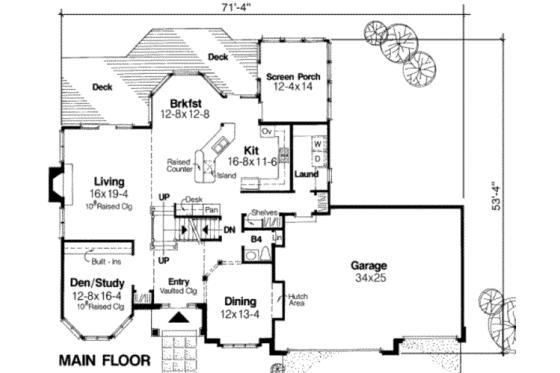 Floor Plan - Main Floor for Traditional House Plan #334-112 - 4 bed, 3.5 bath