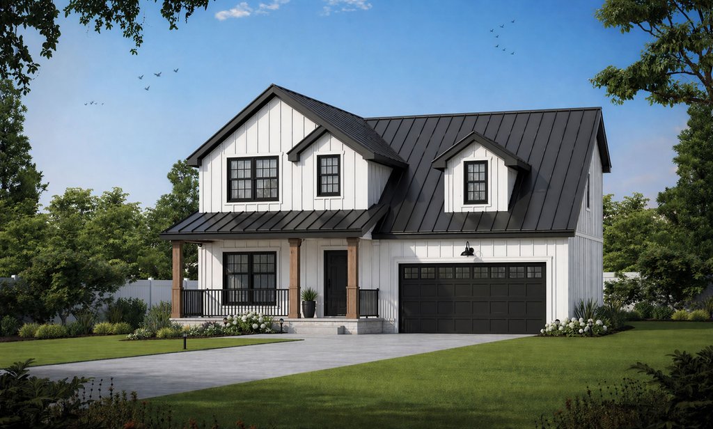 Exterior - Front Elevation 2 for Farmhouse House Plan #20-2634 - 3 bed, 2.5 bath