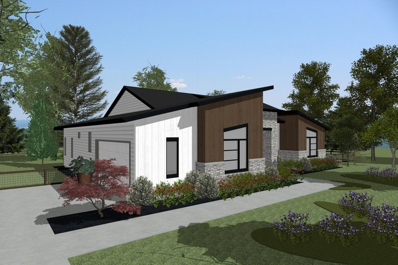 House Blueprint - Exterior - Front Elevation 3 for Contemporary House Plan #20-2579 - 3 bed, 2 bath