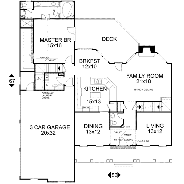 Dream House Plan - Southern Floor Plan - Main Floor Plan #56-197