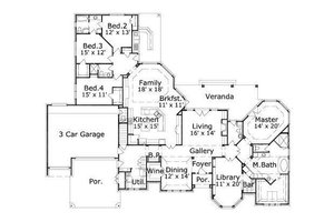 Floor Plan - Main Floor for European House Plan #411-749 - 4 bed, 3.5 bath
