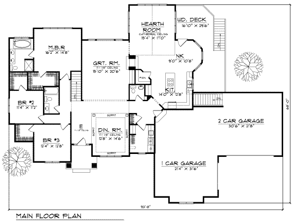 Architectural House Design - European Floor Plan - Main Floor Plan #70-403
