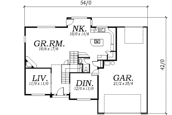 Floor Plan - Main Floor for Colonial House Plan #130-139 - 4 bed, 3.5 bath