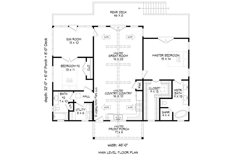 Home Plan - Floor Plan - Main Floor for Country House Plan #932-592 - 2 bed, 2 bath