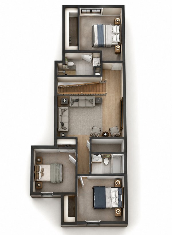 Architectural House Design - Floor Plan - Upper Floor 1 for Farmhouse House Plan #51-1549 - 4 bed, 3.5 bath