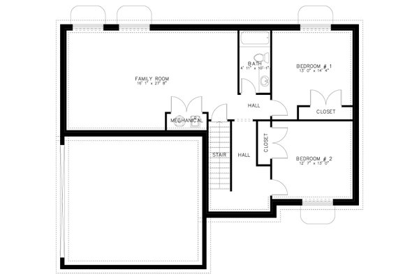 Architectural House Design - Traditional Floor Plan - Lower Floor Plan #1060-175