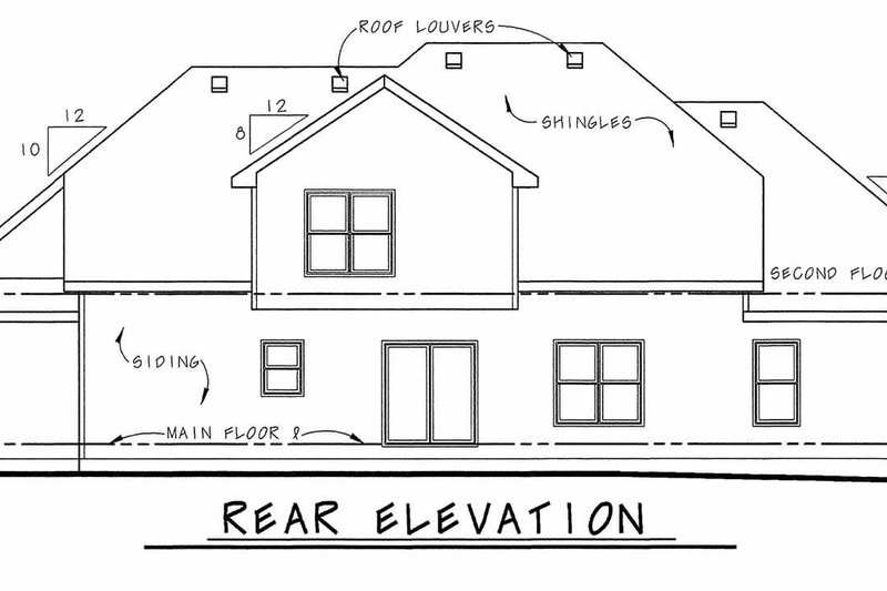 Dream House Plan - Exterior - Rear Elevation for Traditional House Plan #20-1788 - 4 bed, 4 bath