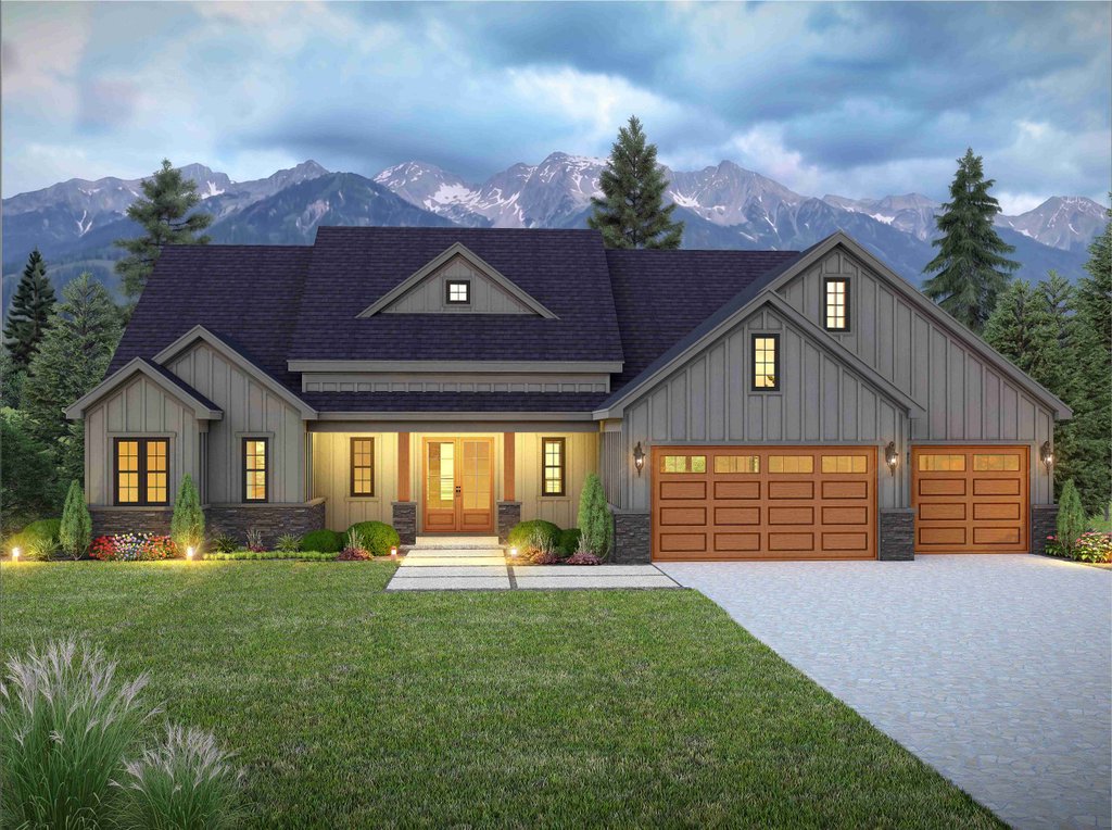 Exterior - Front Elevation 2 for Country House Plan #932-1442 - 4 bed, 4.5 bath