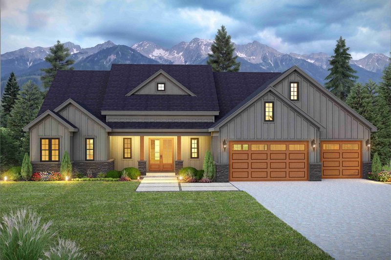 Home Plan - Exterior - Front Elevation 2 for Country House Plan #932-1442 - 4 bed, 4.5 bath