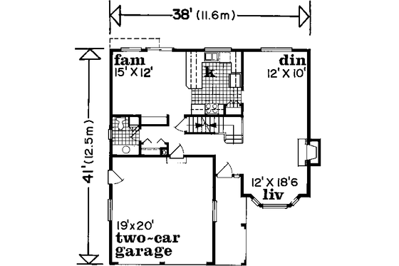 Floor Plan - Main Floor for Traditional House Plan #47-610 - 3 bed, 2.5 bath