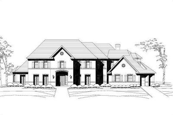 Exterior - Front Elevation for European House Plan #411-295 - 4 bed, 4.5 bath