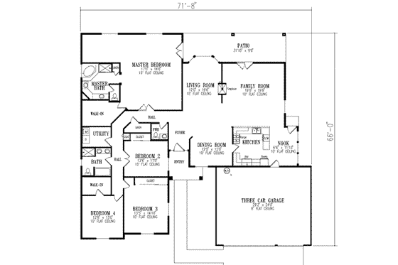 Floor Plan - Main Floor House Plan #1-740 - 4 bed, 2.5 bath