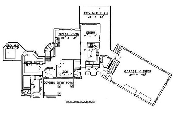 Floor Plan - Main Floor for Bungalow House Plan #117-515 - 5 bed, 3.5 bath