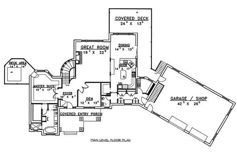 Architectural House Design - Floor Plan - Main Floor for Bungalow House Plan #117-515 - 5 bed, 3.5 bath