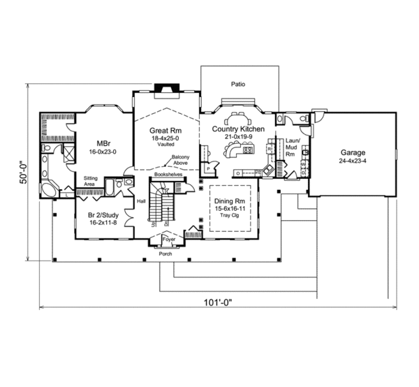 Country Floor Plan - Main Floor Plan #57-606