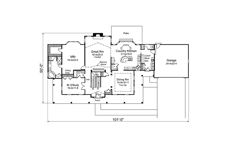 Home Plan - Floor Plan - Main Floor for Country House Plan #57-606 - 4 bed, 3.5 bath
