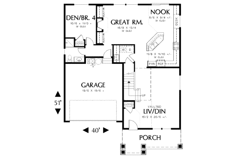 Home Plan - Floor Plan - Main Floor for Craftsman House Plan #48-160 - 5 bed, 3 bath