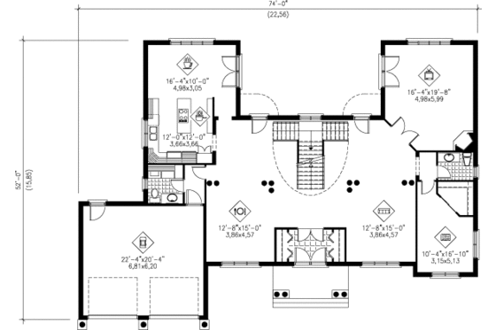 Floor Plan - Main Floor for European House Plan #25-276 - 4 bed, 4 bath