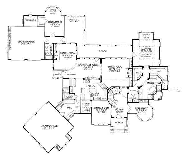 House Blueprint - Country Floor Plan - Main Floor Plan #952-182