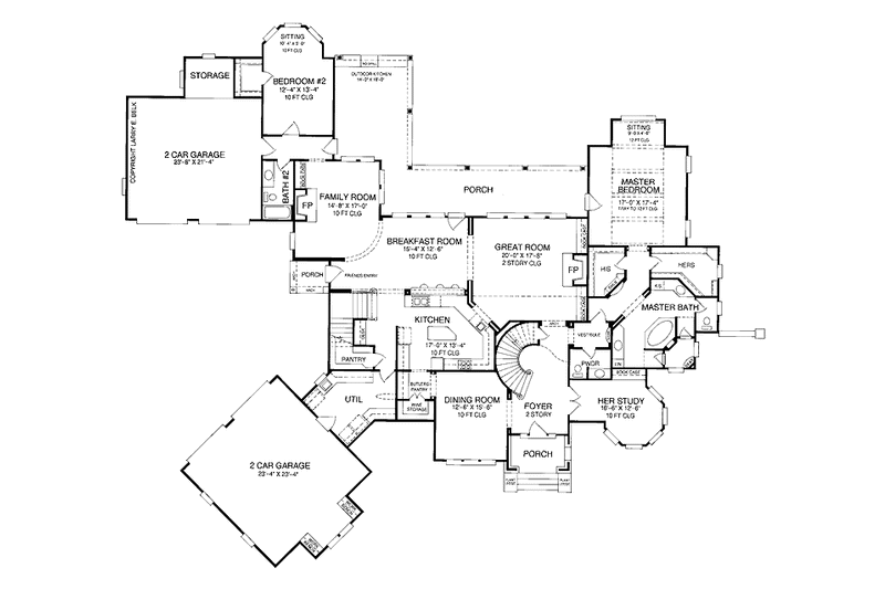 Home Plan - Floor Plan - Main Floor for Country House Plan #952-182 - 5 bed, 4 bath