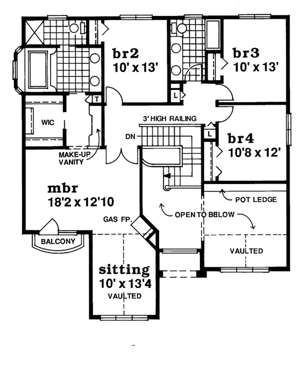 Home Plan - Mediterranean Floor Plan - Upper Floor Plan #47-1031