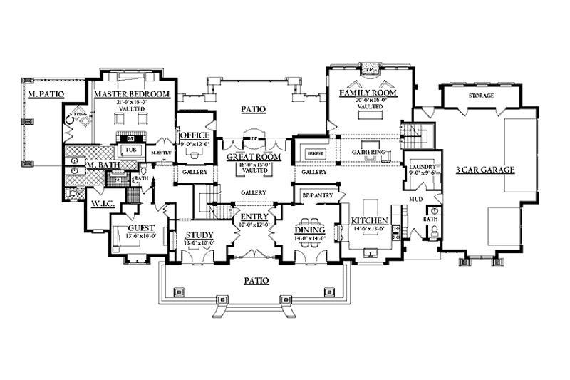 Dream House Plan - Floor Plan - Main Floor for Craftsman House Plan #937-20 - 6 bed, 4.5 bath