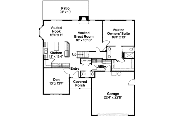 Floor Plan - Main Floor for Traditional House Plan #124-602 - 3 bed, 2.5 bath