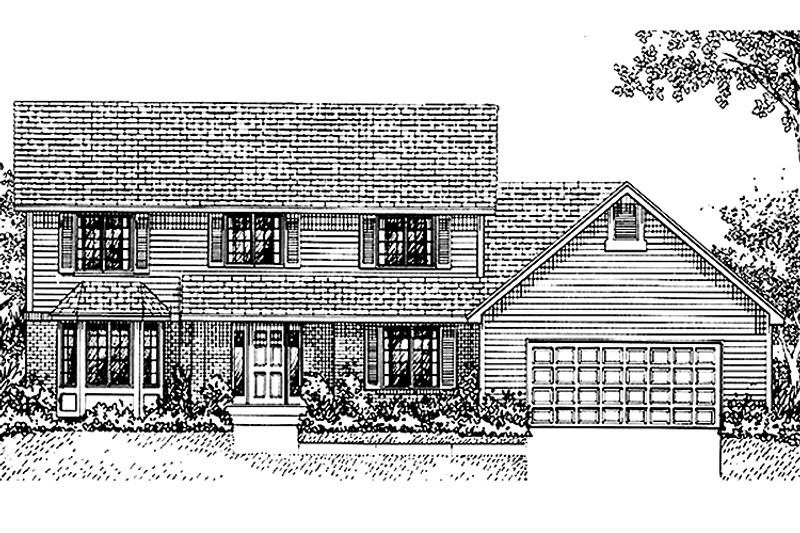 Architectural House Design - Exterior - Front Elevation 3 for Colonial House Plan #51-753 - 4 bed, 2.5 bath