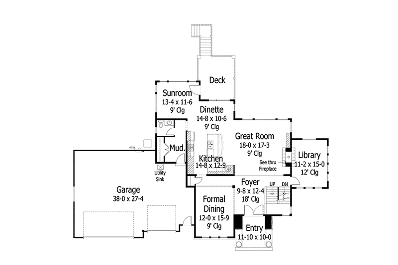 Dream House Plan - Floor Plan - Main Floor for Prairie House Plan #51-1113 - 3 bed, 2.5 bath