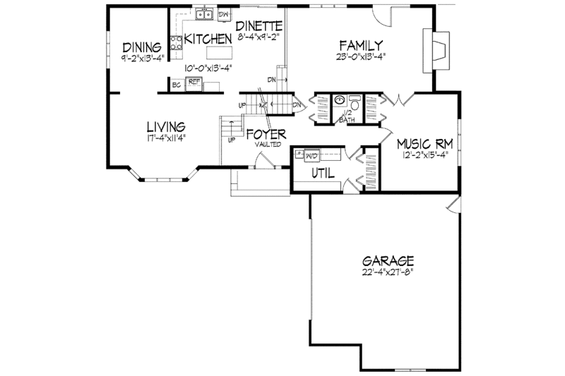 Home Plan - Floor Plan - Main Floor for Contemporary House Plan #51-814 - 3 bed, 2.5 bath