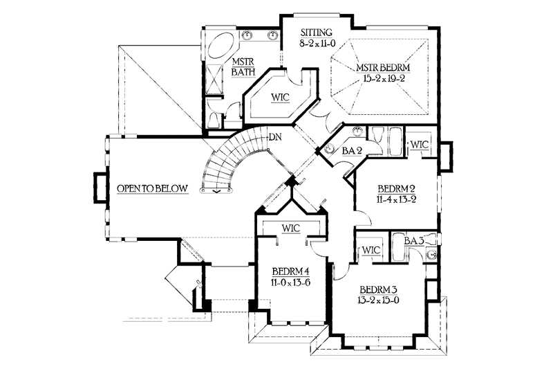 Dream House Plan - Floor Plan - Upper Floor for Traditional House Plan #132-425 - 4 bed, 3.5 bath