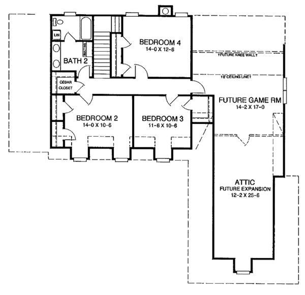 House Blueprint - Colonial Floor Plan - Upper Floor Plan #952-65
