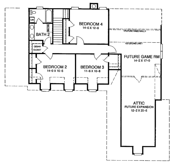 Architectural House Design - Colonial Floor Plan - Upper Floor Plan #952-65