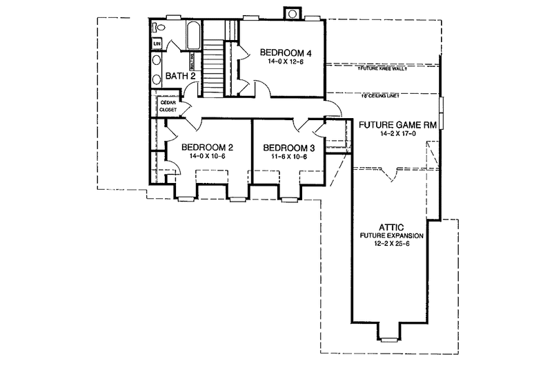 House Blueprint - Floor Plan - Upper Floor for Colonial House Plan #952-65 - 4 bed, 2.5 bath