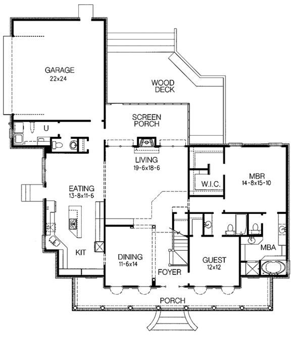 Architectural House Design - Country Floor Plan - Main Floor Plan #15-354