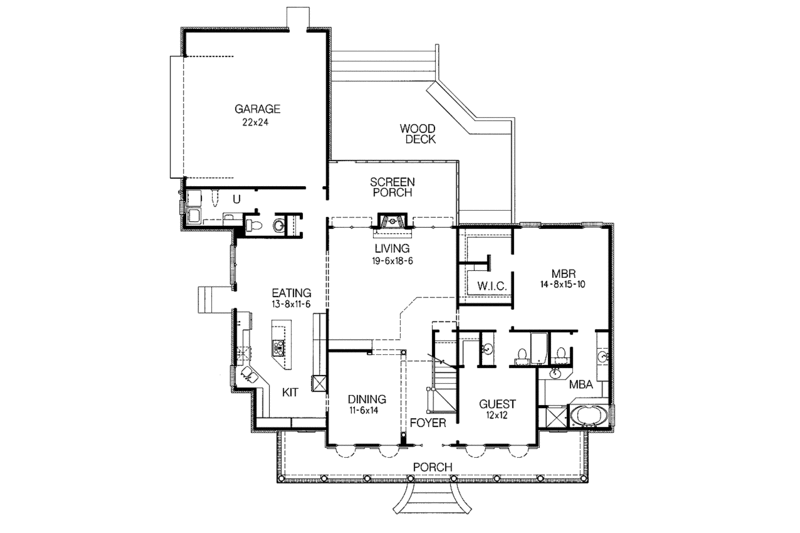 Dream House Plan - Floor Plan - Main Floor for Country House Plan #15-354 - 4 bed, 4.5 bath