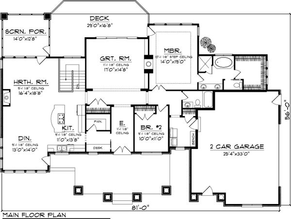 House Plan Design - Country Floor Plan - Main Floor Plan #70-1051