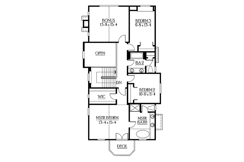 Home Plan - Floor Plan - Upper Floor for Craftsman House Plan #132-296 - 3 bed, 2.5 bath