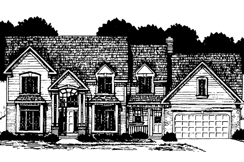 House Blueprint - Exterior - Front Elevation 3 for Colonial House Plan #328-165 - 4 bed, 2.5 bath