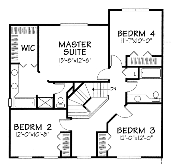 Architectural House Design - Colonial Floor Plan - Upper Floor Plan #320-920