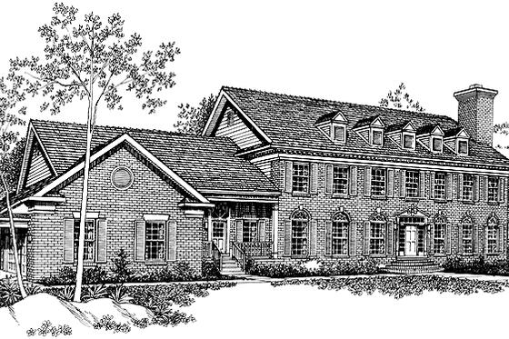 Exterior - Front Elevation 4 for Classical House Plan #72-857 - 5 bed, 3 bath