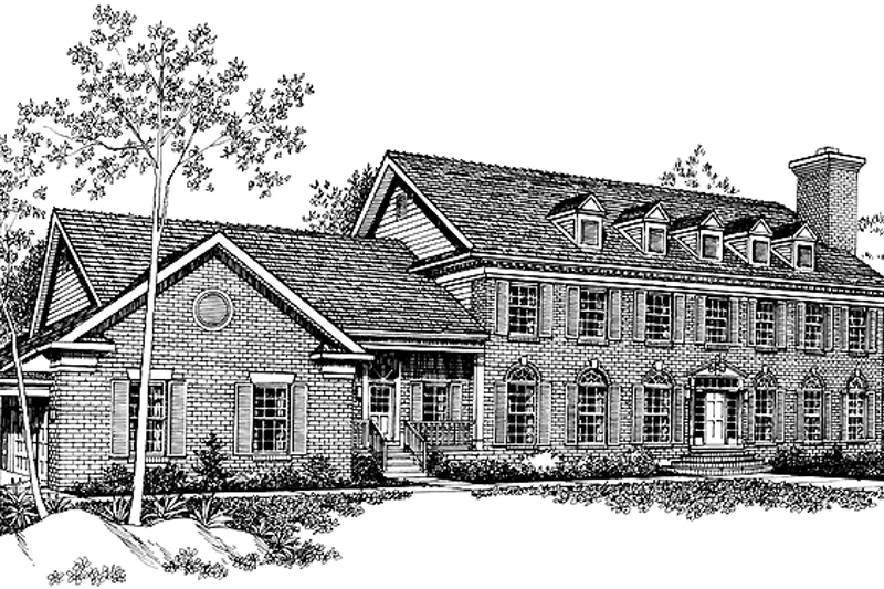 Home Plan - Exterior - Front Elevation 4 for Classical House Plan #72-857 - 5 bed, 3 bath