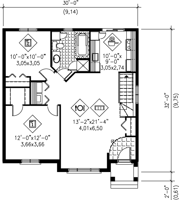 European Floor Plan - Main Floor Plan #25-154