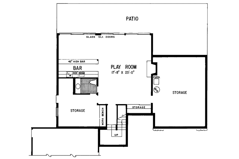 Dream House Plan - Floor Plan - Lower Floor for Contemporary House Plan #72-1063 - 3 bed, 2 bath
