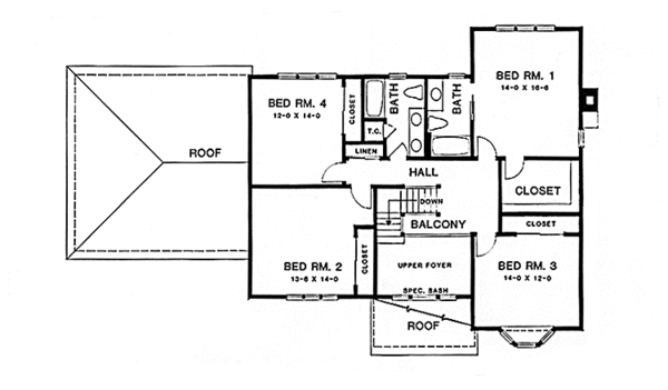 Home Plan - Traditional Floor Plan - Upper Floor Plan #1001-155