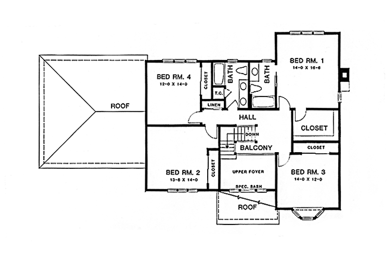 Home Plan - Floor Plan - Upper Floor for Traditional House Plan #1001-155 - 4 bed, 2.5 bath