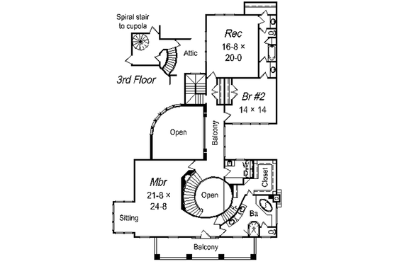 Floor Plan - Upper Floor for Southern House Plan #329-317 - 3 bed, 3.5 bath