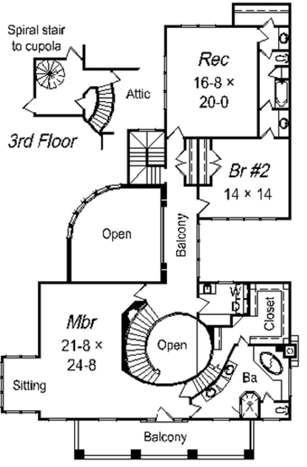 Southern Floor Plan - Upper Floor Plan #329-317