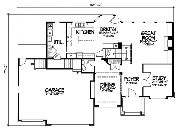 House Plan Design - Traditional Floor Plan - Main Floor Plan #320-1453